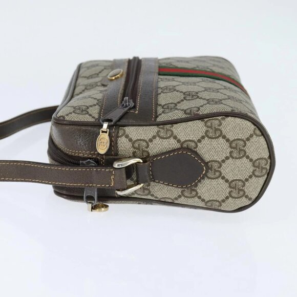 GUCCI GG Supreme Web Sherry Line Shoulder Bag PVC Beige Gold 010 378 Auth 147769 - Picture 4 of 16